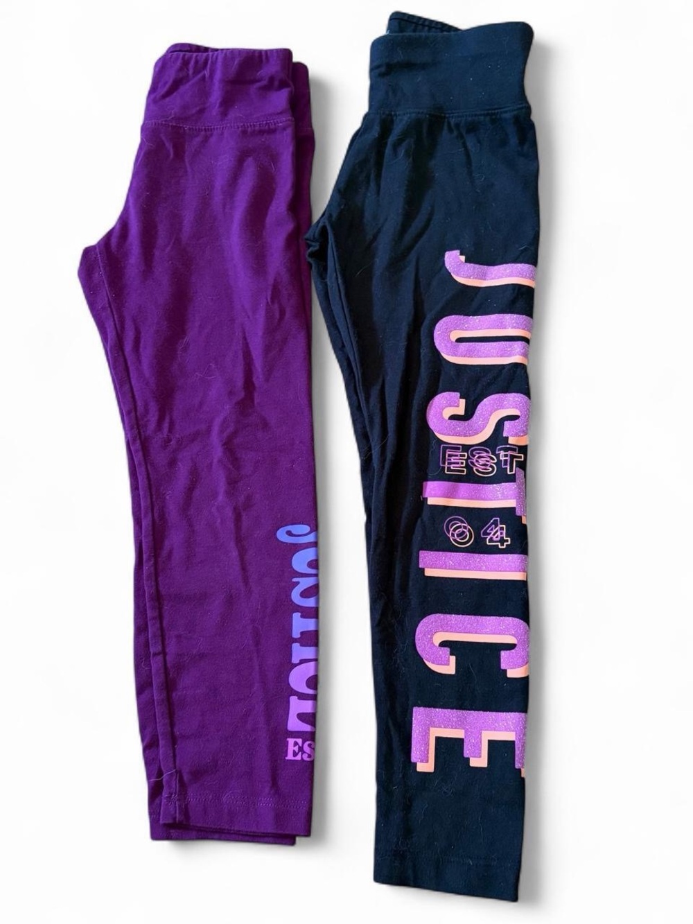 Justice girls purple & black capri/leggings bundle Sz XS